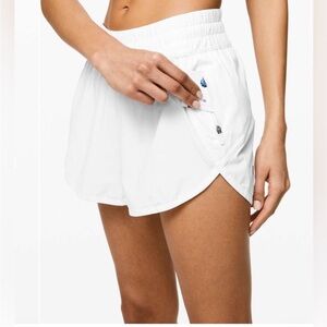 lululemon athletica Tracker White Athletic Shorts with Zip Pocket